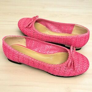 Talbots Blair Woven‎ Pink Ballet Flats Round Toe Slip On Lightweight Sz 9